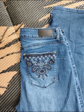 Thorn Blue Denim Jeans with Beaded Embroidered Back Pocket
